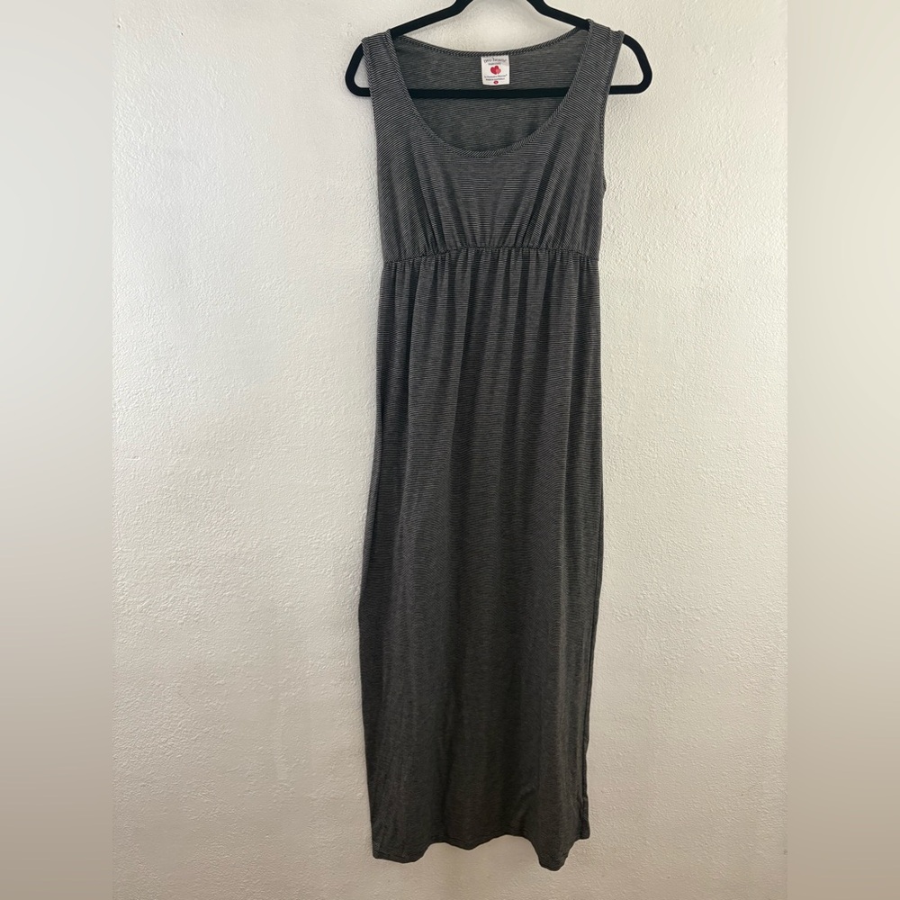Two Hearts sleeveless striped grey maternity maxi dress size S